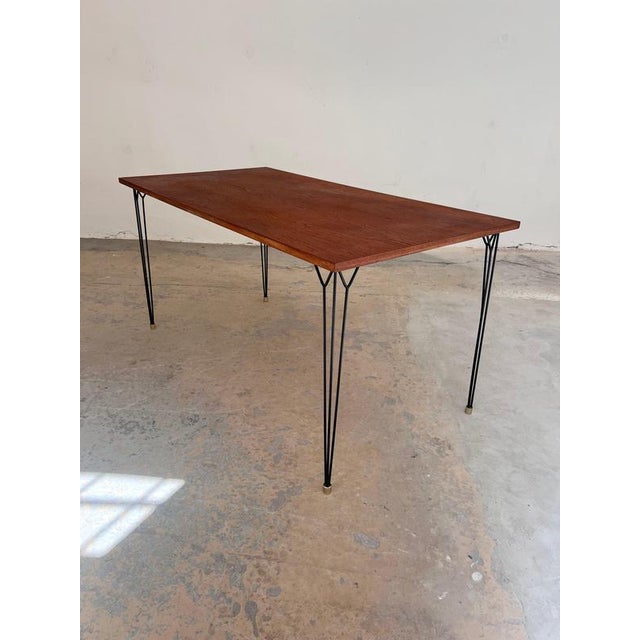 Teak Dining Table with Hairpin Legs, 1960s For Sale - Image 4 of 11