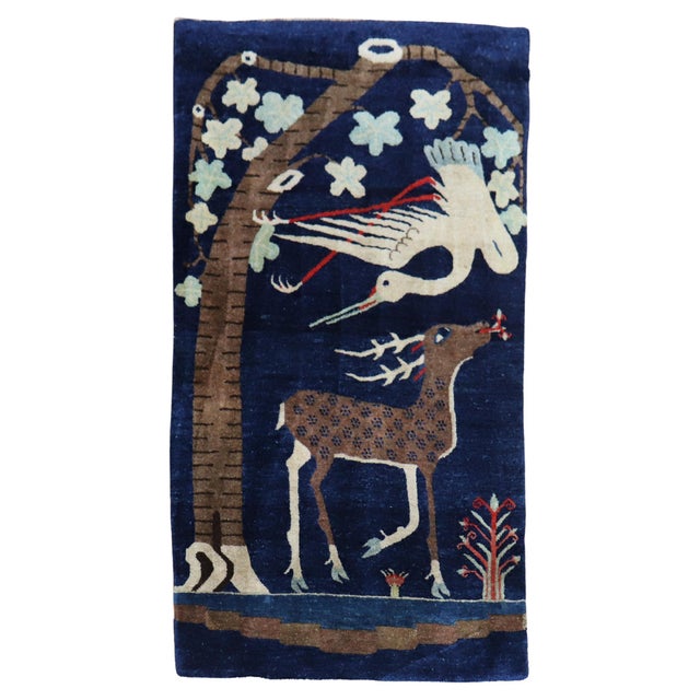 Blue Early 20th Century Pictorial Chinese Rug For Sale - Image 8 of 18