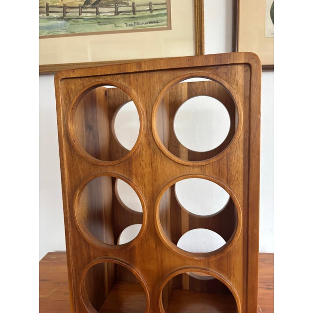 1970s 1970s Vintage Danish Modern Walnut Wine Rack, Holds 6 Bottles For Sale - Image 5 of 11