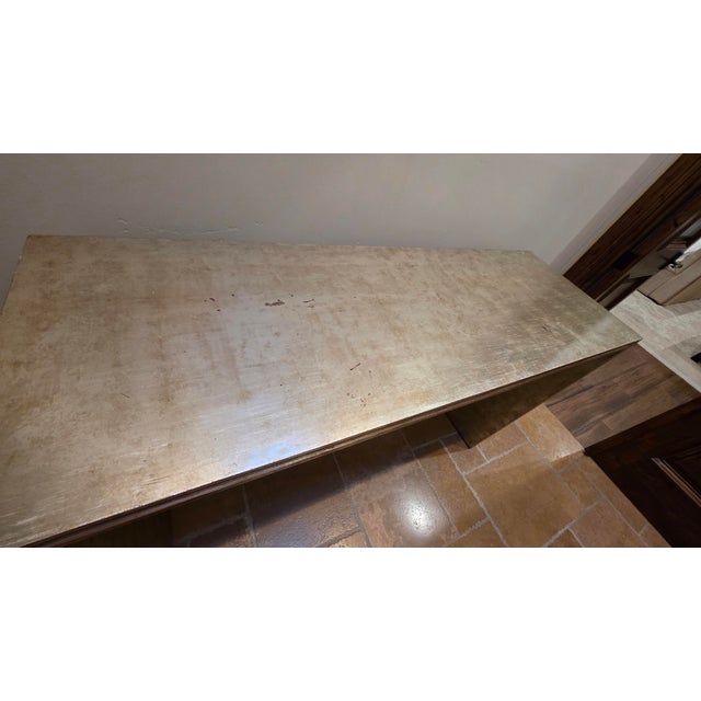 CUSTOM FRANCESCA CONSOLE TABLE Handcrafted in Southern California Parsons style console table Antiqued 12K white gold...