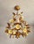 Antique Gilded Hand-Forged Florentine Pendant Lamp with Porcelain Roses – Handmade, Italy For sale is a charming floral...