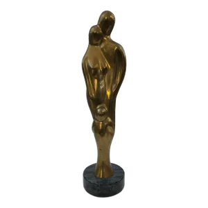 Mid Century Brass and Marble Abstract Sculpture