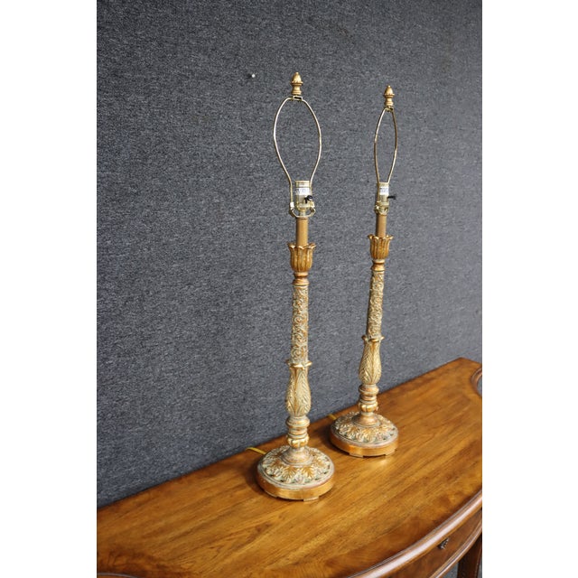 Pair of Italian Neoclassical Parcel Gilt Table Lamps For Sale In Philadelphia - Image 6 of 11