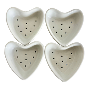 Late 20th Century French Porcelain Heart Shape Cheese Molds - Set of 4