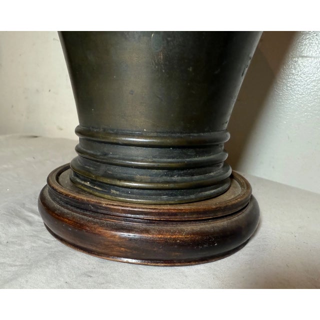 Antique 19th Century Thick Japanese Asian Stylized Lotus Bronze Vase Statue For Sale - Image 9 of 11