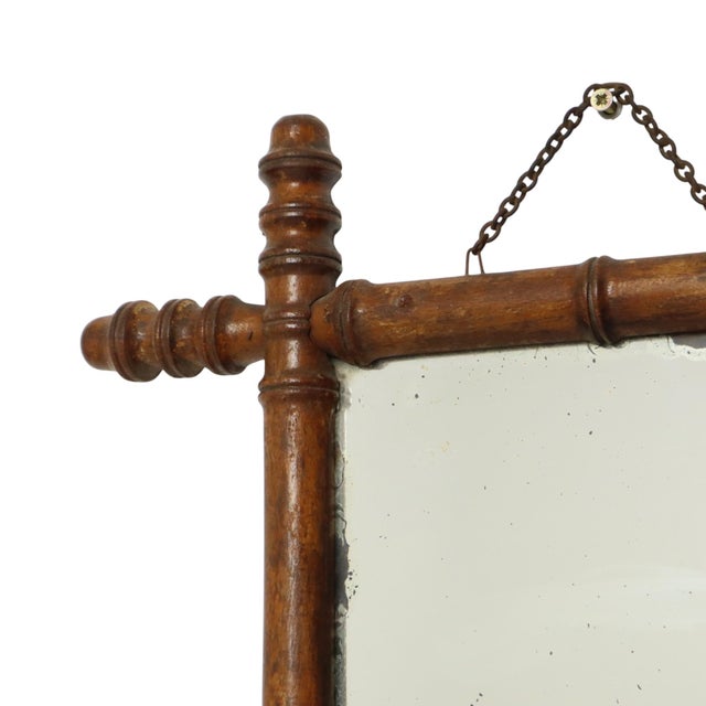 Antique Chinoiserie Faux Bamboo Mirror in Wood For Sale - Image 11 of 15