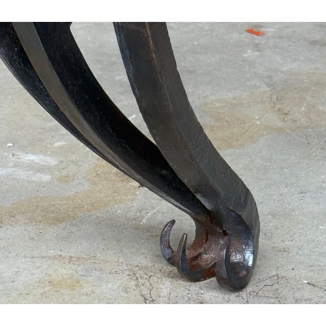 Early 20th Century Dining Table with Large White Wood top and Solid Forged Iron Curved Legs For Sale - Image 9 of 18