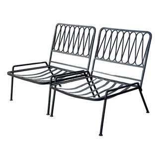 Vintage MCM Salterini Ribbon Wrought Iron Lounge Chairs - A Pair For Sale