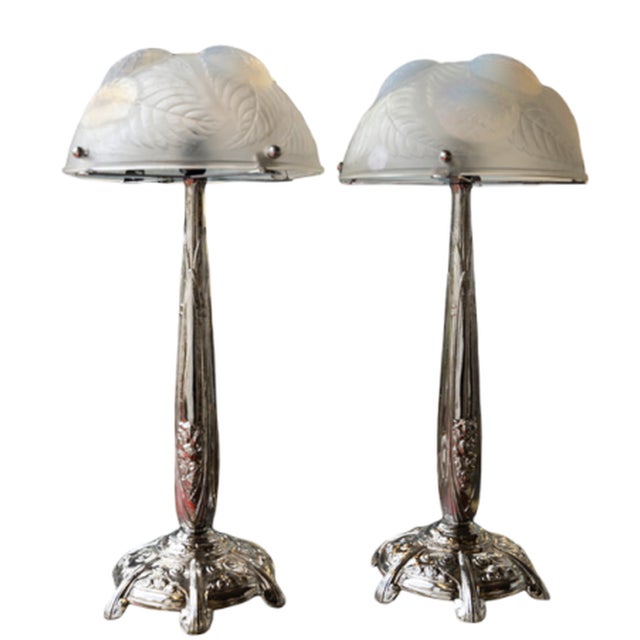 Dahlias Lamps in Opalescent Glass by René Lalique, 1921, Set of 2 For Sale - Image 10 of 10