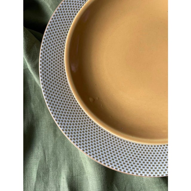 Ceramic Set of Four (4) Godinger Pea Green and Gold Lattice 10.75” Plates For Sale - Image 7 of 10