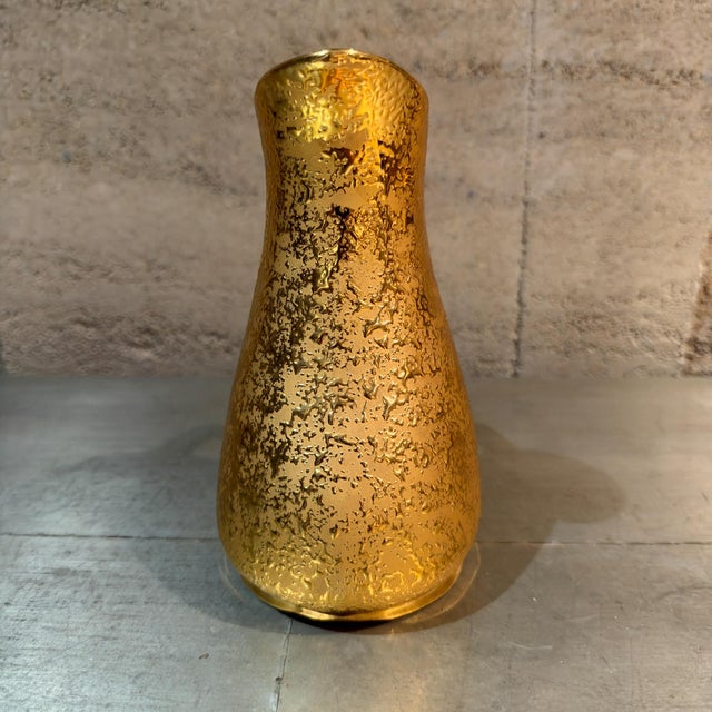 Vintage Mid-Century Modern 22k Weeping Bright Gold Ceramic Pitcher Le Mieux For Sale - Image 11 of 14