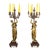 Pair of 19th century French five-light candelabra in gilded bronze. Decorated with female figures, set on a marble base....