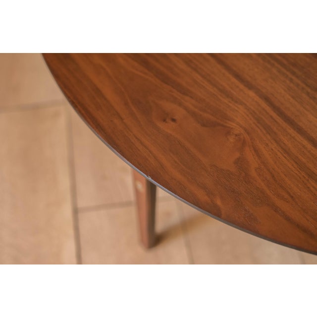 Brown Mid Century Modern Round Walnut Coffee Table by Stanley Furniture Co. For Sale - Image 8 of 9