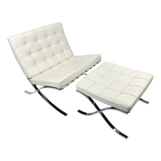 Set of Barcelona Chair and Ottoman by Ludwig Mies Van Der Rohe for Knoll International, 2000s, Set of 2 For Sale