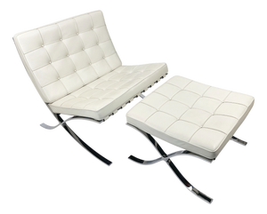 Set of Barcelona Chair and Ottoman by Ludwig Mies Van Der Rohe for Knoll International, 2000s, Set of 2