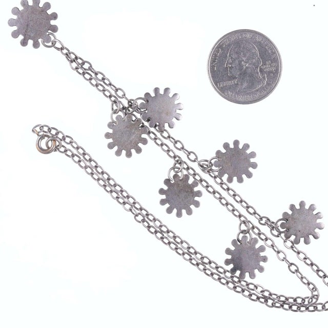 Native American C1940's Vintage Native American Sterling and Turquoise Charm Necklace For Sale - Image 3 of 3