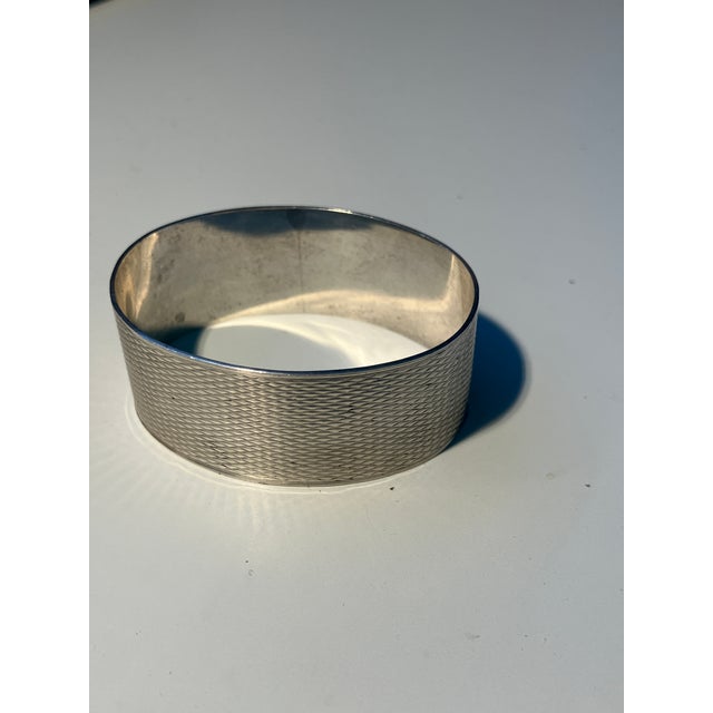English Vintage Deakin & Francis English Sterling Silver, Engine Turned Napkin Ring, Circa 1945 For Sale - Image 3 of 6