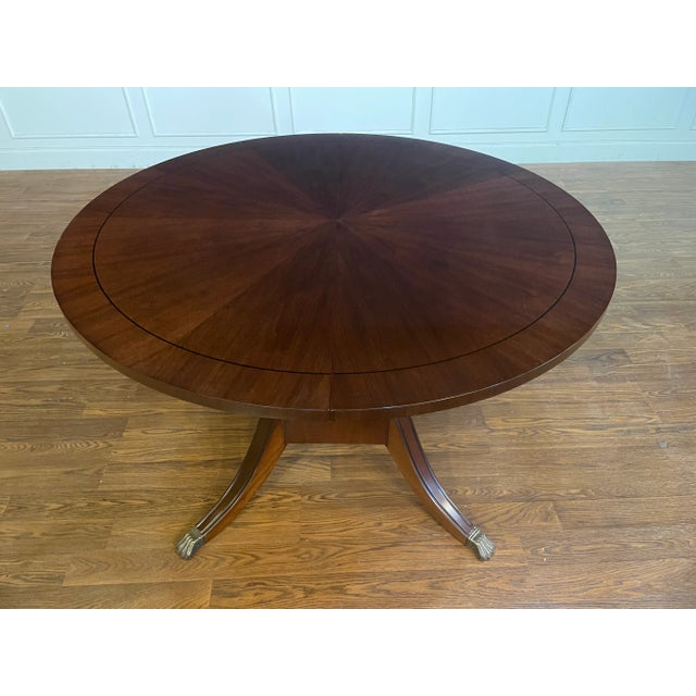 Contemporary Round Walnut Georgian Style Pedestal Dining Table by Leighton Hall Made-To-Order For Sale - Image 3 of 10