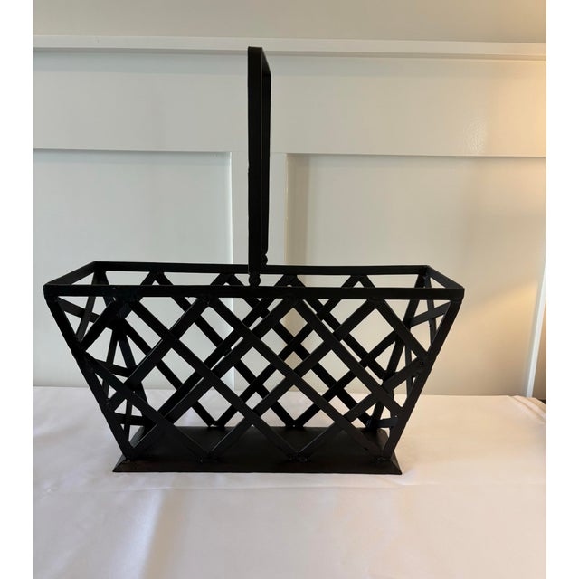 1970s Mid Century Modern Metal Magazine Rack / Log Holder For Sale - Image 12 of 12