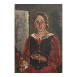 'Self Portrait' by Anne Margrethe Grossell, Post Impressionist Danish Woman Artist, Charlottenborg, Aurora For Sale