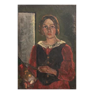 'Self Portrait' by Anne Margrethe Grossell, Post Impressionist Danish Woman Artist, Charlottenborg, Aurora