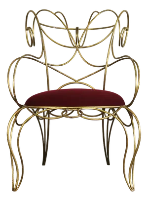 Ram Armchair in Iron and Red Velvet by Andrè Dubreuil for Ceccotti, 1990s
