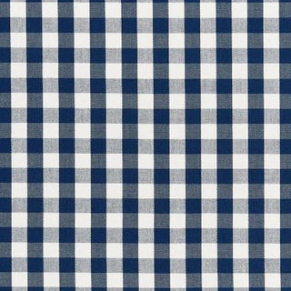 Sample - Schumacher Elton Cotton Check Fabric in Navy For Sale