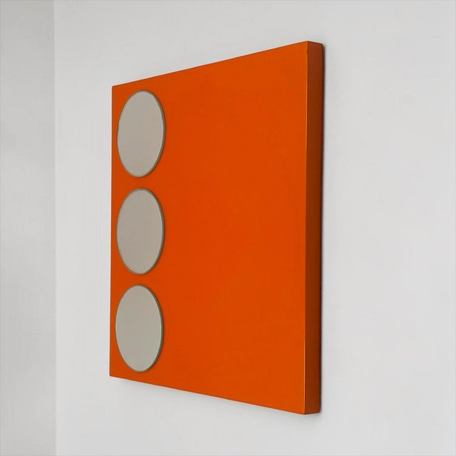 1980s Geometric Orange Triple Wall Mirror, 1980s For Sale - Image 5 of 13