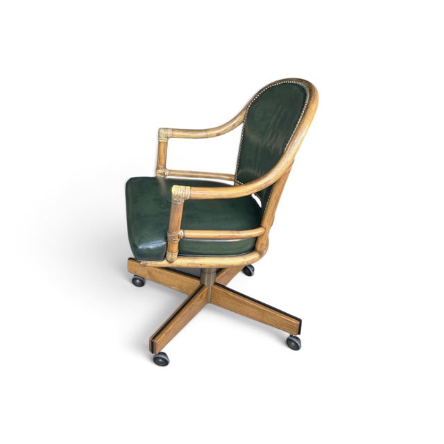 Vintage McGuire Louis XVI Swivel-Tilt Desk Chair in Green Leather For Sale - Image 13 of 18