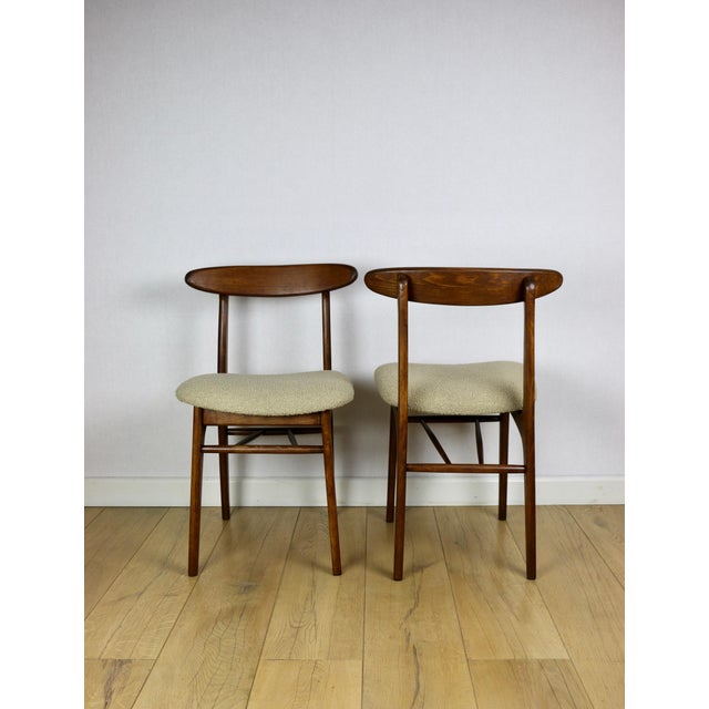 Wood Vintage Beige Boucle Chairs from Rajmund Hałas, 1970s, Set of 3 For Sale - Image 7 of 18