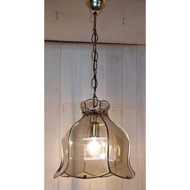 1980s Vintage German Ceiling Lamp with Tinted Curved Glass Panes by Martin Müller & Co, 1980s For Sale - Image 5 of 8