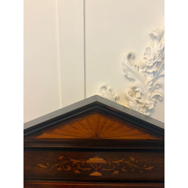 Antique Edwardian Satinwood Inlaid Mahogany Display Cabinet with Mirror Back, 1900 For Sale - Image 9 of 12