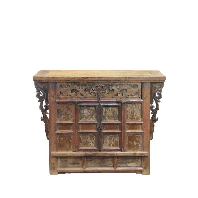 Chinese Antique Carved Elm Cabinet For Sale - Image 3 of 13