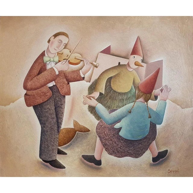 Un Ballo magico - Original Oil on Wooden Panel by C. Benghi - 2000s For Sale - Image 3 of 3