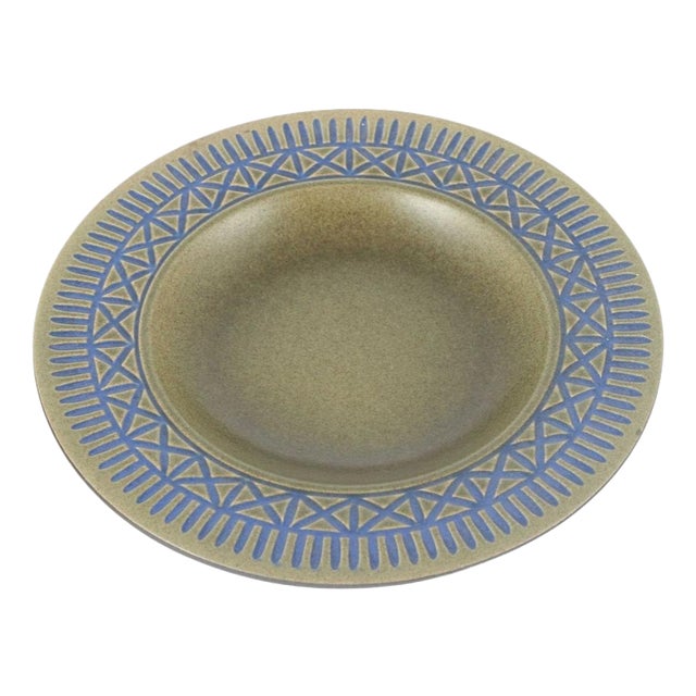 Vintage Stoneware Bowl with Geometric Relief Pattern by Mari Simmulson for Upsala-Ekeby, 1960s For Sale