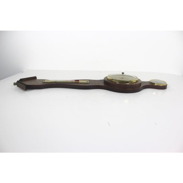 Vintage French Wall Barometer, Made of Wood, Brass and Glass, France For Sale - Image 11 of 11