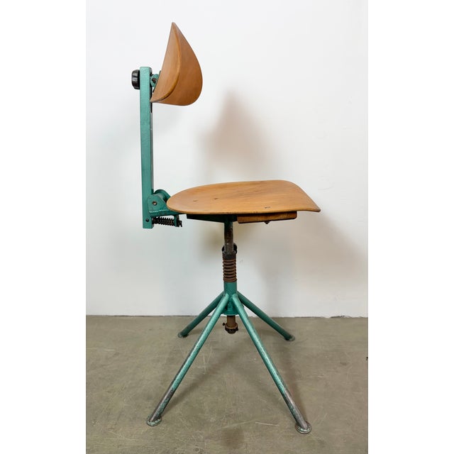 Industrial Dark Green Workshop Chair, 1950s For Sale - Image 11 of 18