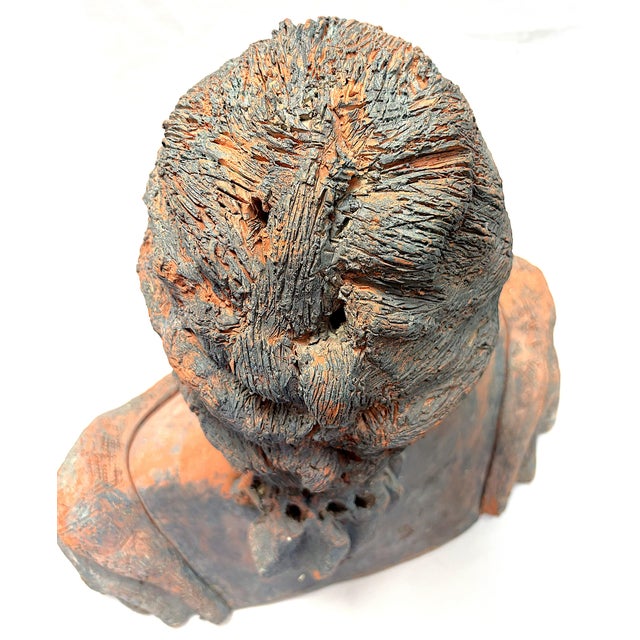 Vintage Signed Original Terra Cotta Bust Sculpture C1991 For Sale - Image 12 of 18