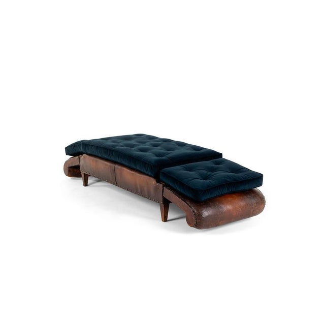 Wood Vintage French Leather Daybed For Sale - Image 7 of 15