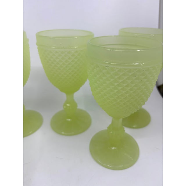 Lights Neon Yellow Uranium Glass Hobnail Goblets - A Set of 6 For Sale - Image 7 of 12