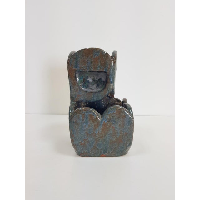 Brutalist Green Glazed Ceramic Flowerpot, 1960s For Sale - Image 4 of 8