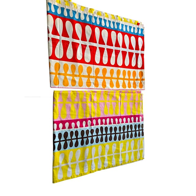 Mid-Century Modern Vintage Ikea Hedda Window Panels/Curtains Designed by Synnöve Mork, a Pair For Sale - Image 3 of 9