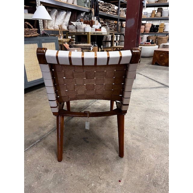 Mid-Century Modern Noir Teak & Woven Leather Chair For Sale - Image 3 of 3