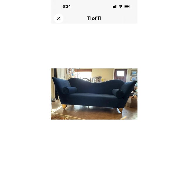 Blue Unique Vintage Curvy High- Back Blue Velvet Sofa in Style of Bretz Gaudi For Sale - Image 8 of 11