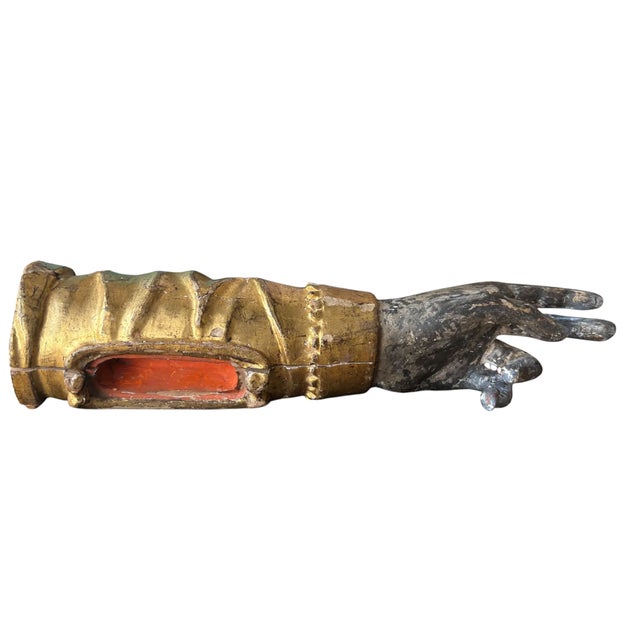 Italian Antique 18th C Giltwood Hand Architectural Fragment Sculpture For Sale - Image 3 of 8