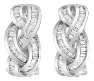 Braid Style Diamond Earrings 1.54cttw 14k White Gold, 2 Pieces