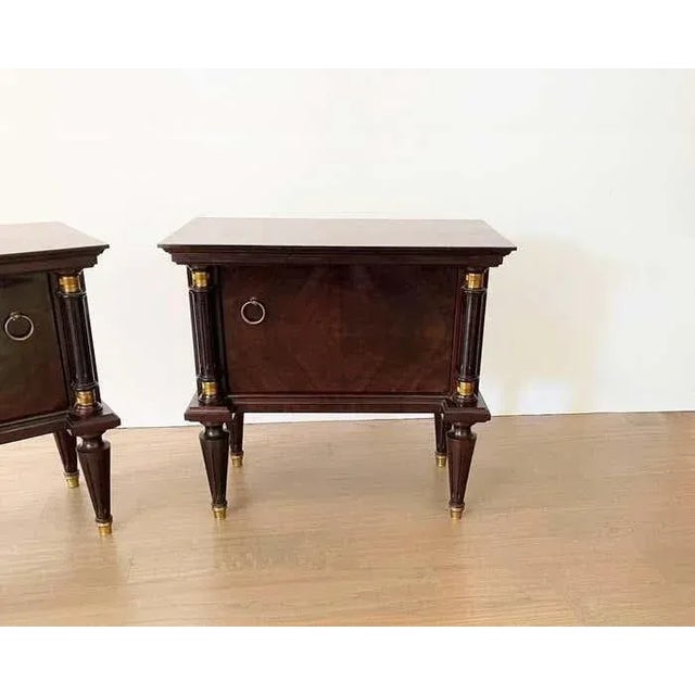 Early 20th Century Early 20th Century Italian Neoclassical Bedside Tables in Mahogany - A Pair For Sale - Image 5 of 10