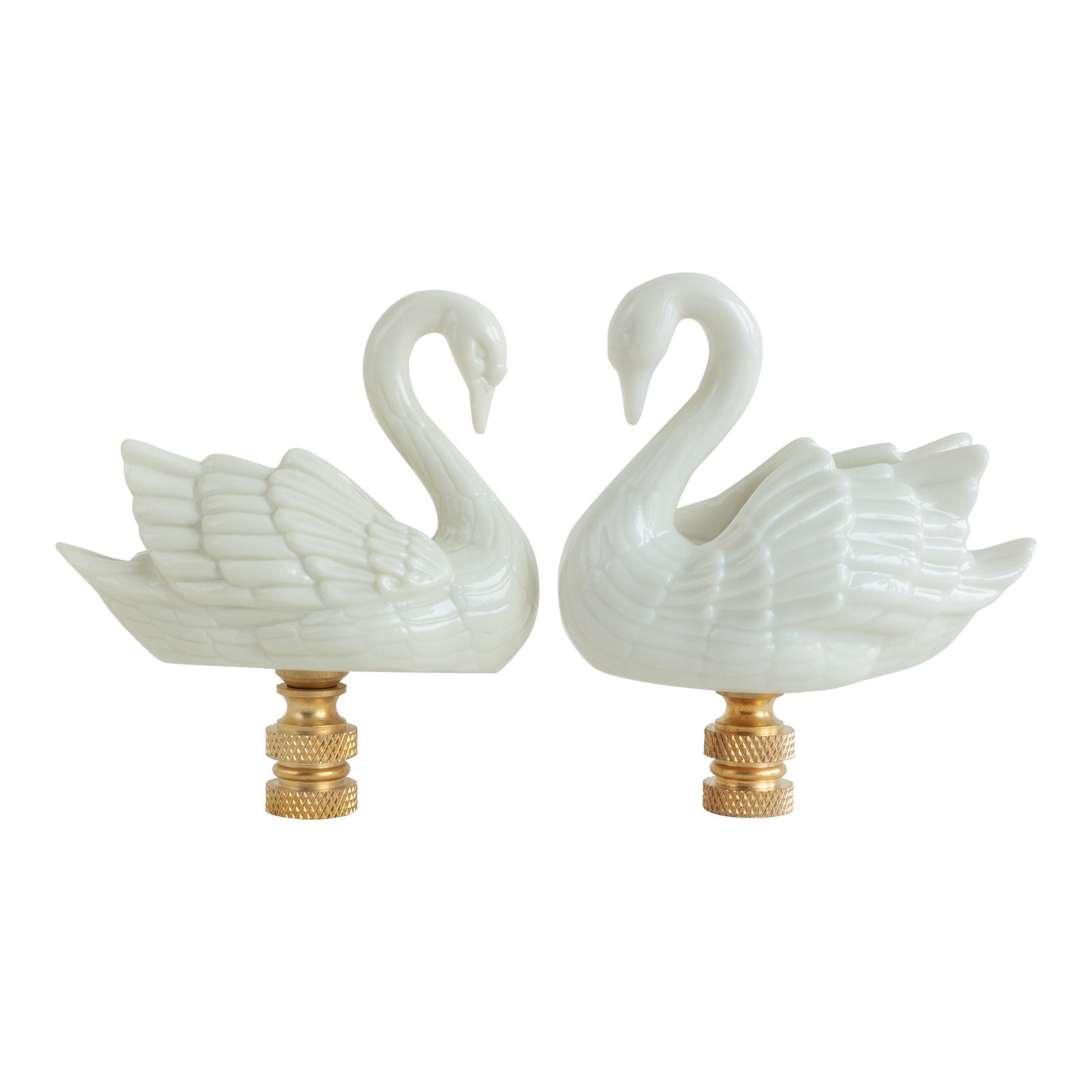 Porcelain Swan Lamp Finials a Pair Chairish