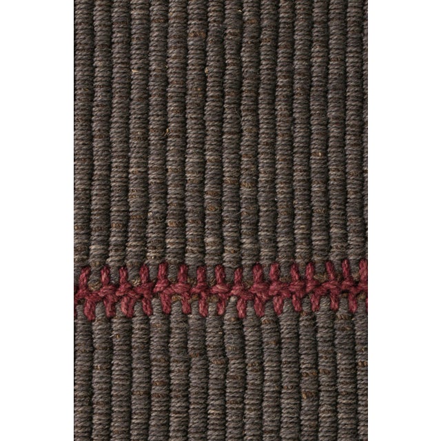 Rug & Kilim’s Modern Kilim Rug in Red and Gray-Brown Striped Patterns For Sale In New York - Image 6 of 8