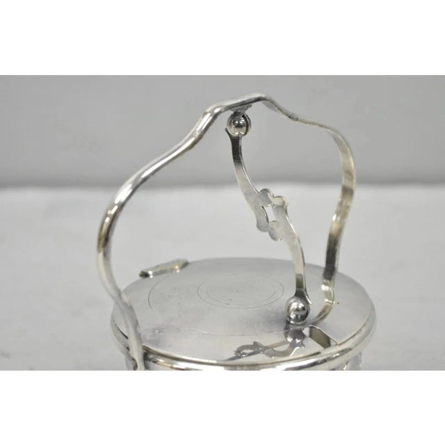 Vintage Art Deco Style Silver Plated Hinged Glass Grated Cheese Jar Sugar Bowl For Sale - Image 4 of 12
